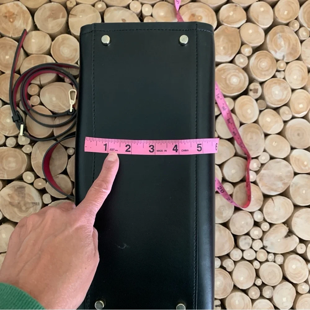 Kate Spade Black Sweetheart Pink Kyra Arbour Hill Leather Tote Bag - Picture 13 of 14